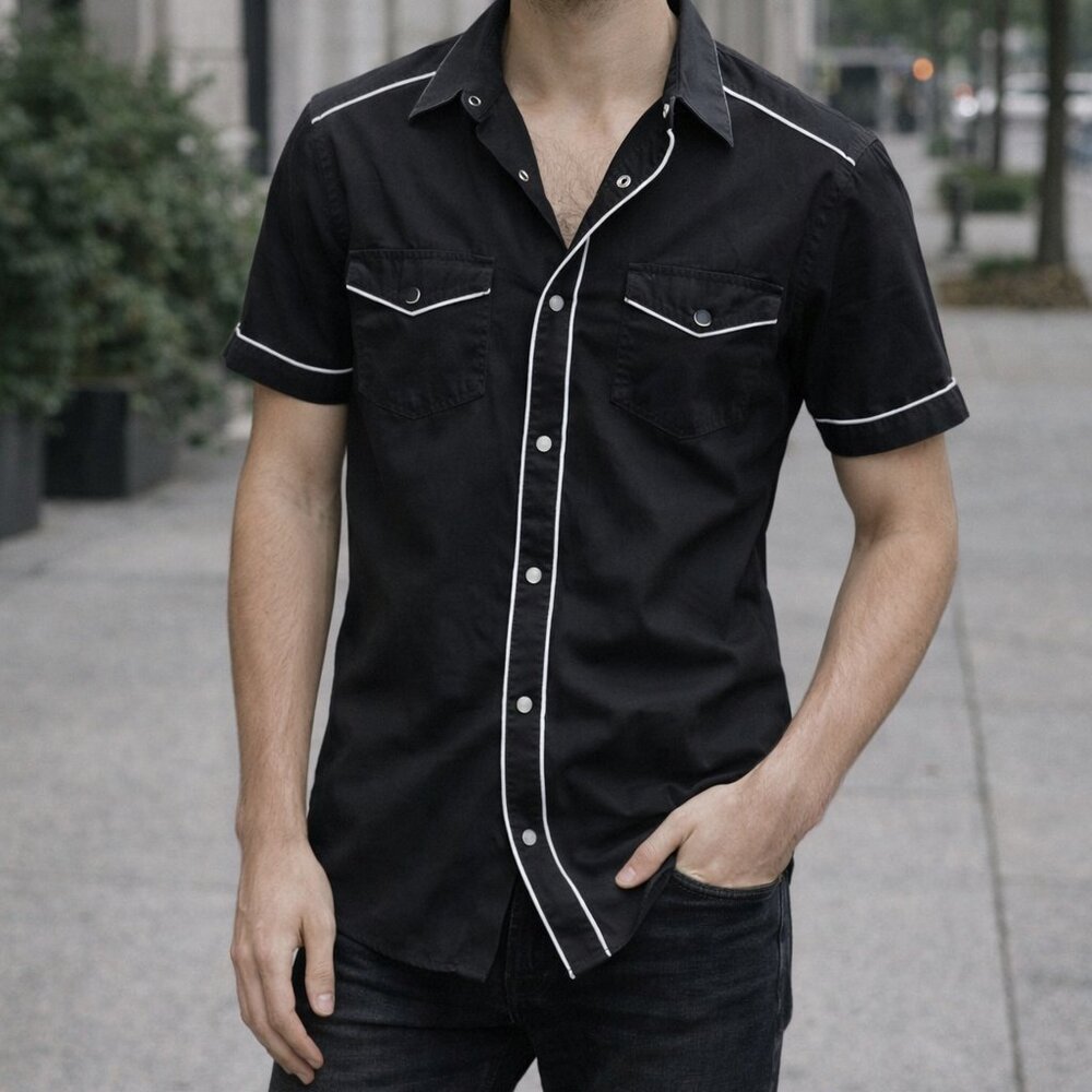 INC International Concepts Black and White Casual Button Down Shirt Size Small
